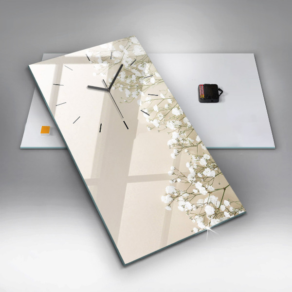 Horloge murale verticale Fleurs de gypsophile en fleurs