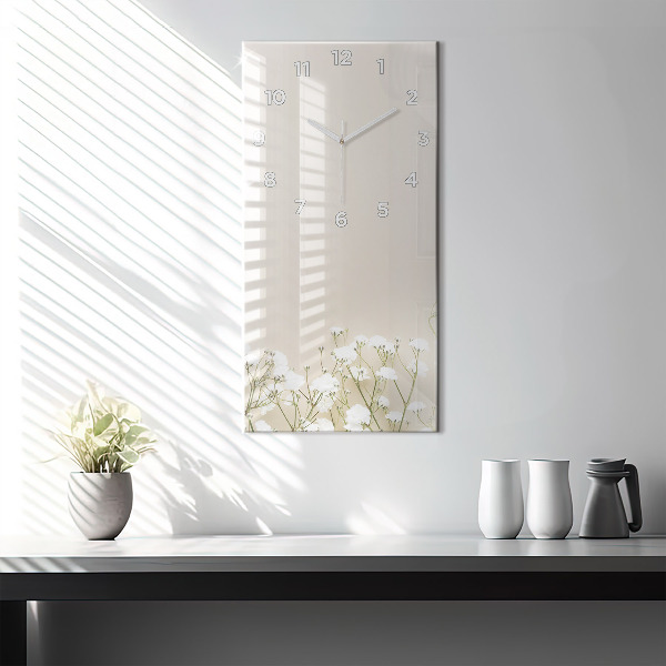 Horloge murale verticale Fleurs de gypsophile en fleurs