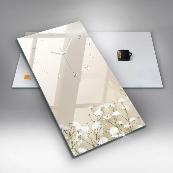 Horloge murale verticale Fleurs de gypsophile en fleurs