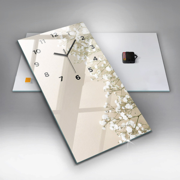 Horloge murale verticale Fleurs de gypsophile en fleurs