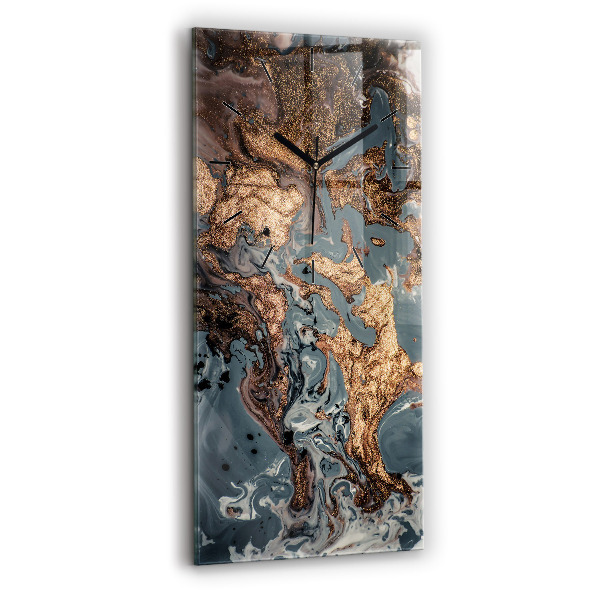 Horloge murale verticale Marbre doré abstrait