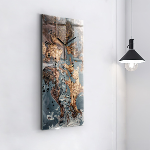 Horloge murale verticale Marbre doré abstrait