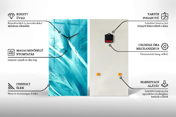 Horloge murale verticale Plumes – abstrait