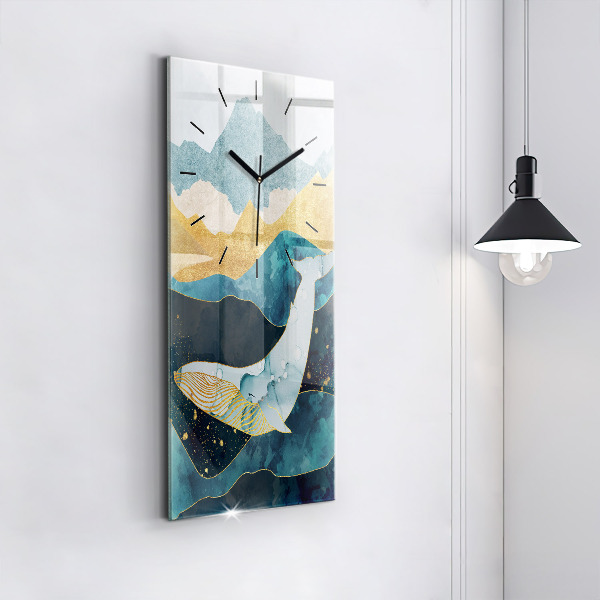 Horloge murale verticale Baleine abstraite