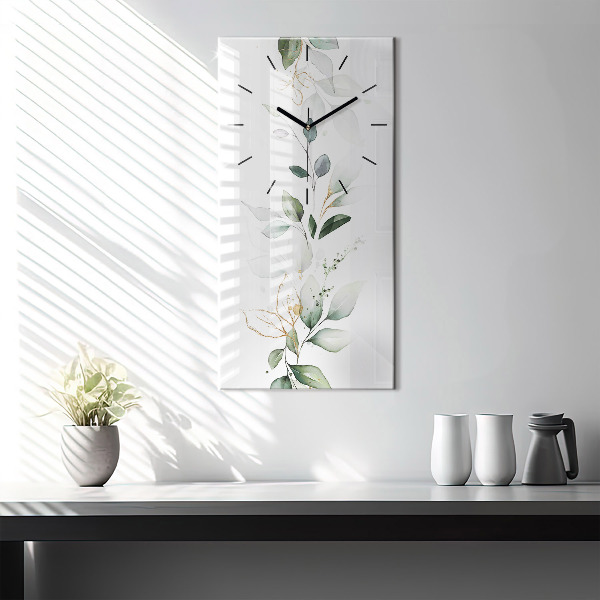 Horloge murale verticale 'Feuilles d''abstraction'