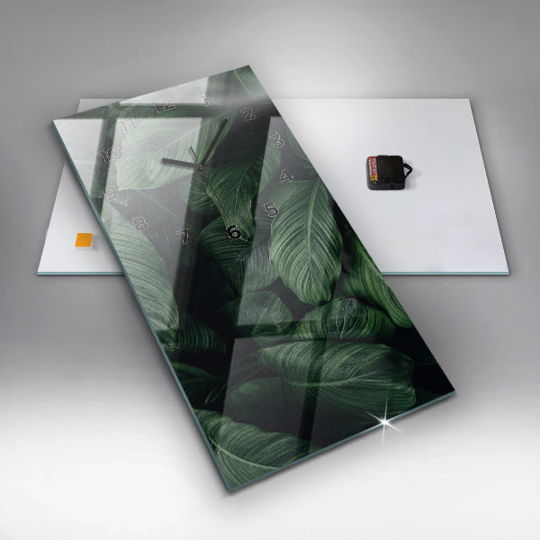 Horloge murale verticale Monstera tropical