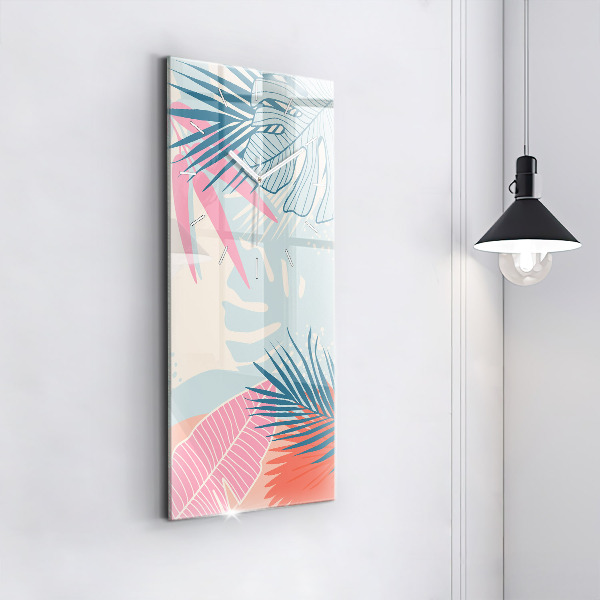 Horloge murale verticale Feuilles pastel – Tropiques