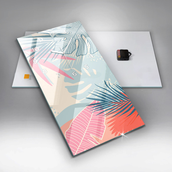 Horloge murale verticale Feuilles pastel – Tropiques