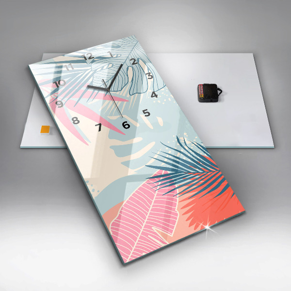 Horloge murale verticale Feuilles pastel – Tropiques