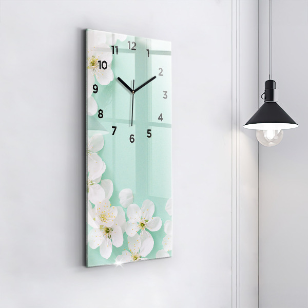 Horloge murale verticale Fleurs de pommier en fleurs