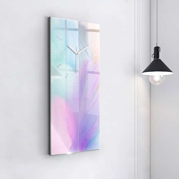 Horloge murale verticale plumes colorées