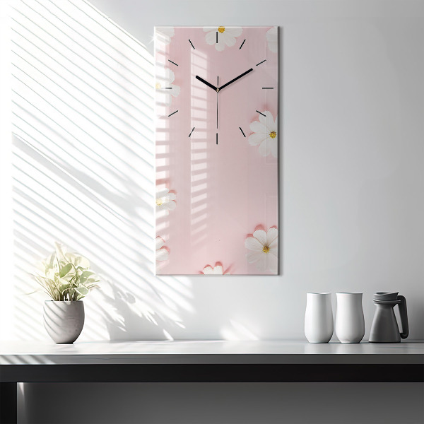 Horloge murale verticale Fleurs de marguerite