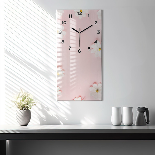 Horloge murale verticale Fleurs de marguerite