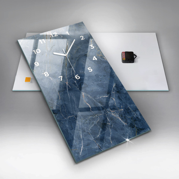 Horloge murale verticale Texture de marbre bleu