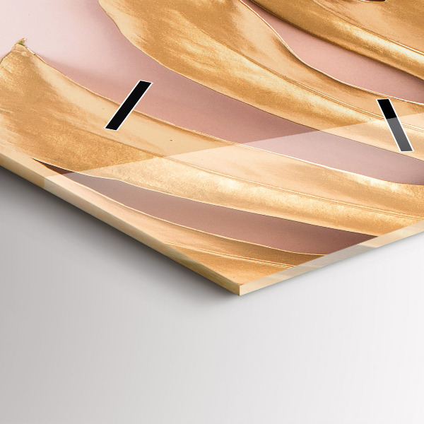 Horloge murale verticale Feuilles tropicales dorées