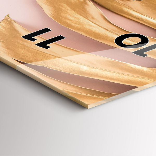 Horloge murale verticale Feuilles tropicales dorées