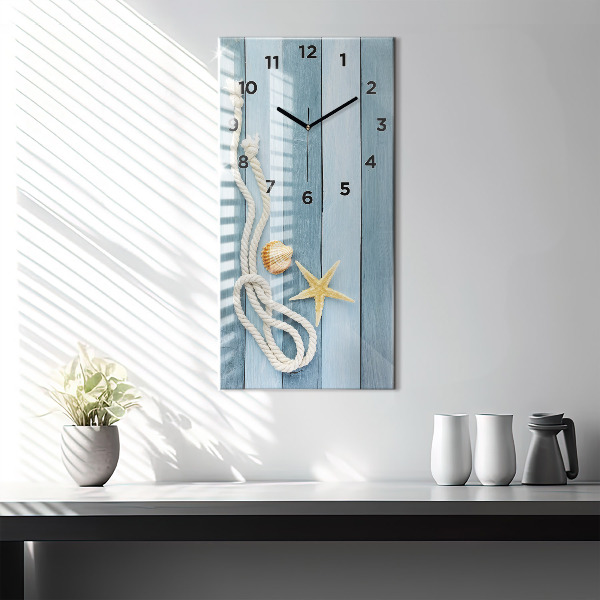 Horloge rectangulaire verticale Planches, rayures et coque