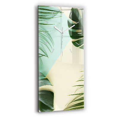 Horloge rectangulaire verticale Feuilles de Monstera