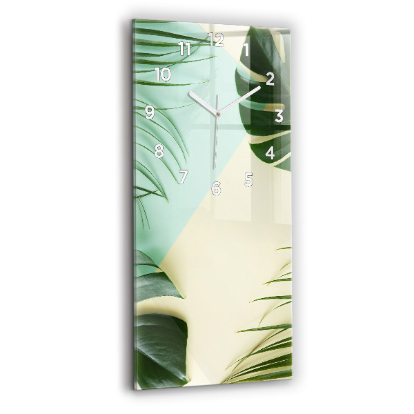 Horloge rectangulaire verticale Feuilles de Monstera