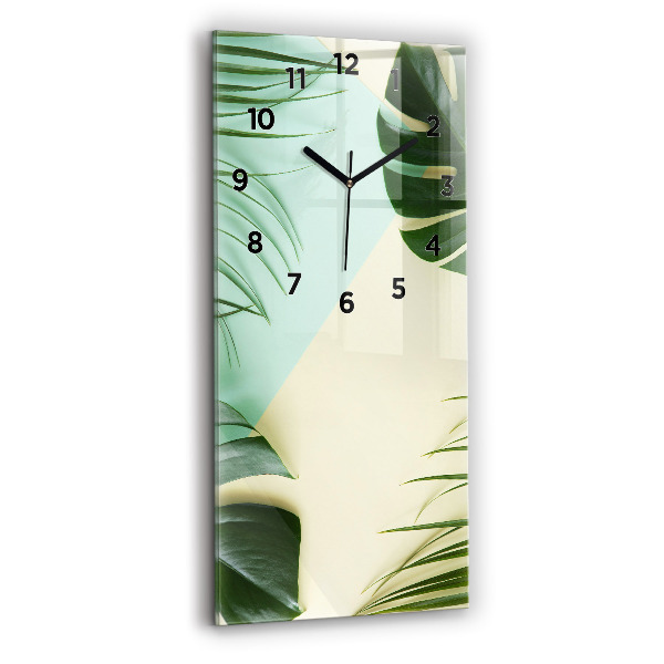 Horloge rectangulaire verticale Feuilles de Monstera
