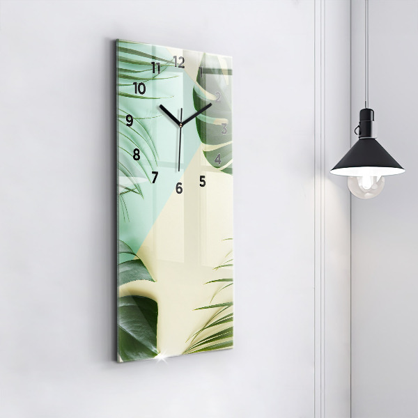 Horloge rectangulaire verticale Feuilles de Monstera