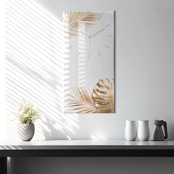 Horloge rectangulaire verticale feuilles tropicales