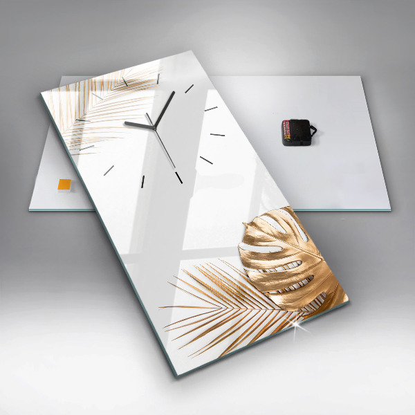 Horloge rectangulaire verticale feuilles tropicales