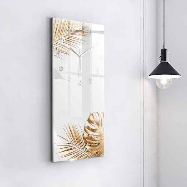 Horloge rectangulaire verticale feuilles tropicales