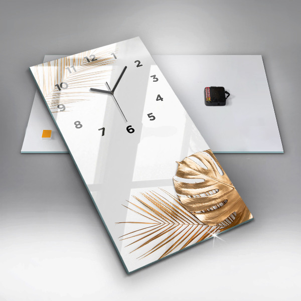 Horloge rectangulaire verticale feuilles tropicales