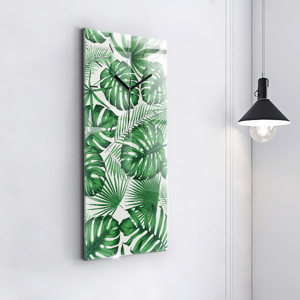 Horloge rectangulaire verticale Feuilles de Monstera