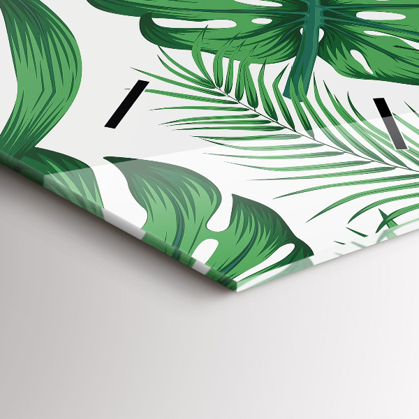 Horloge rectangulaire verticale Feuilles de Monstera