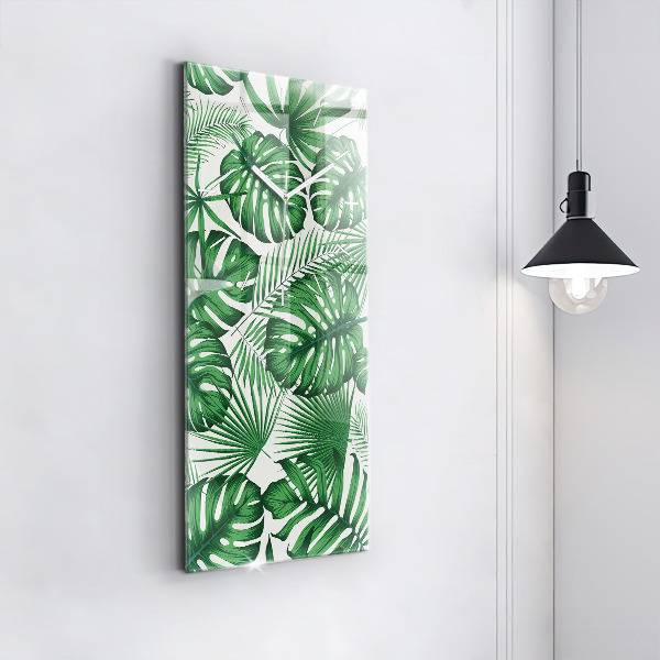 Horloge rectangulaire verticale Feuilles de Monstera