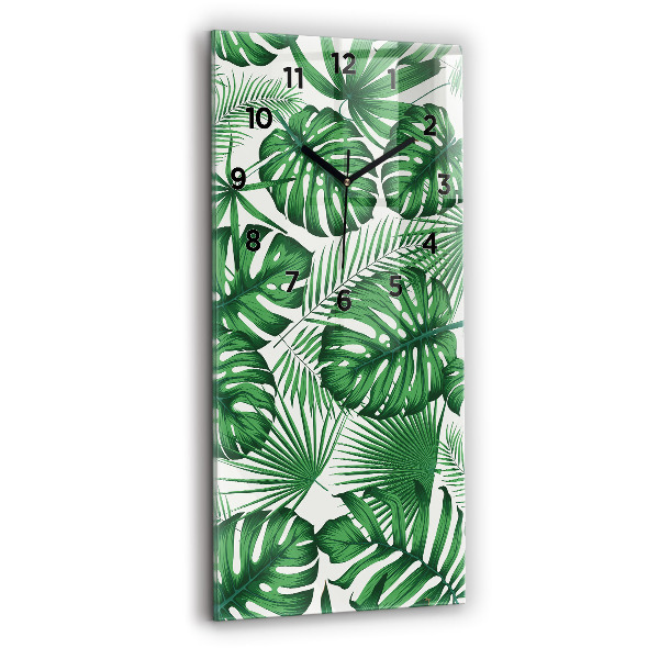 Horloge rectangulaire verticale Feuilles de Monstera