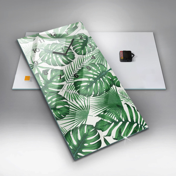 Horloge rectangulaire verticale Feuilles de Monstera