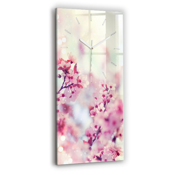 Horloge rectangulaire verticale Fleurs de printemps