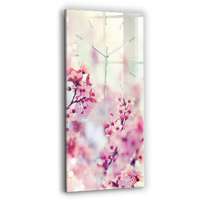 Horloge rectangulaire verticale Fleurs de printemps
