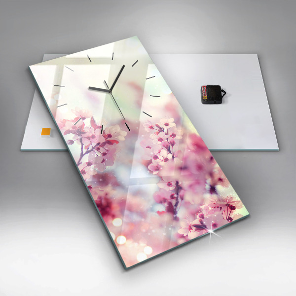 Horloge rectangulaire verticale Fleurs de printemps