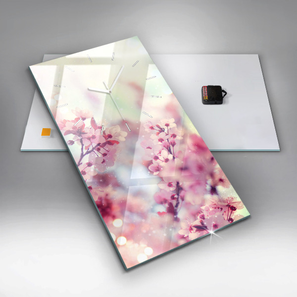 Horloge rectangulaire verticale Fleurs de printemps