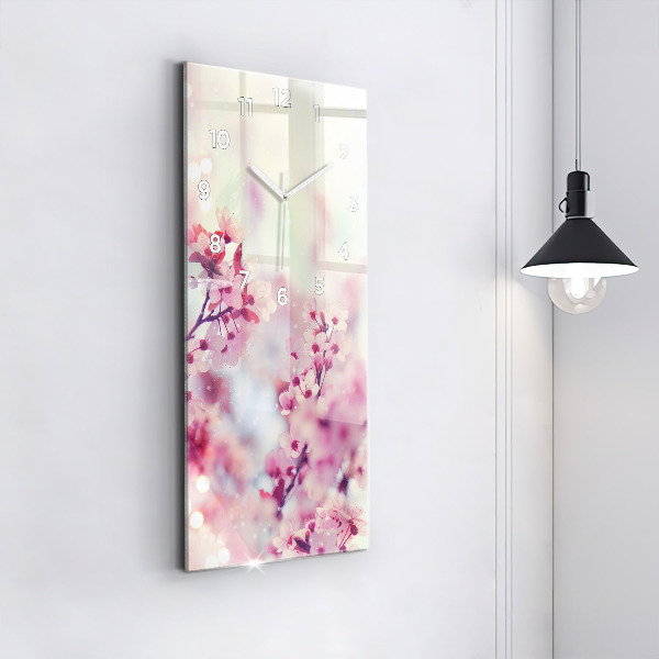 Horloge rectangulaire verticale Fleurs de printemps