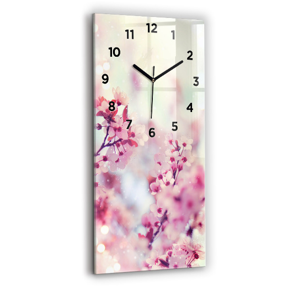 Horloge rectangulaire verticale Fleurs de printemps