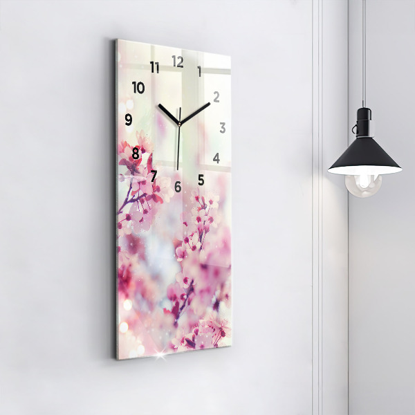 Horloge rectangulaire verticale Fleurs de printemps