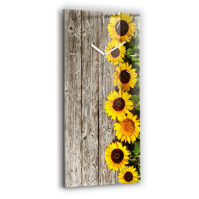 Horloge rectangulaire verticale Tournesols sur planches