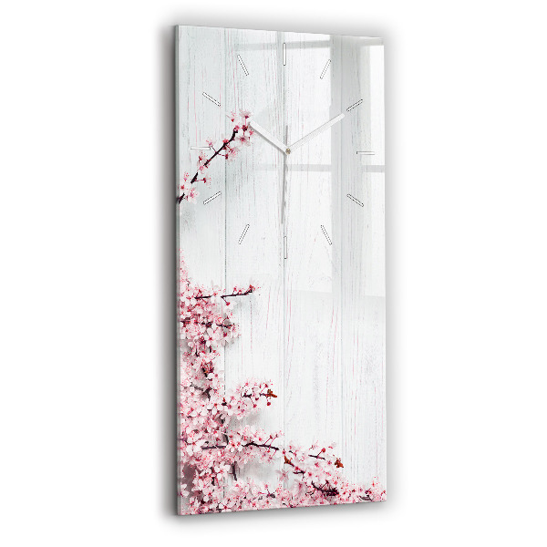 Horloge rectangulaire verticale Fleurs de printemps