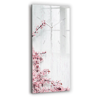 Horloge rectangulaire verticale Fleurs de printemps