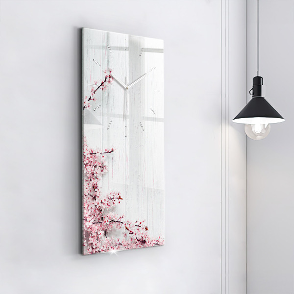 Horloge rectangulaire verticale Fleurs de printemps