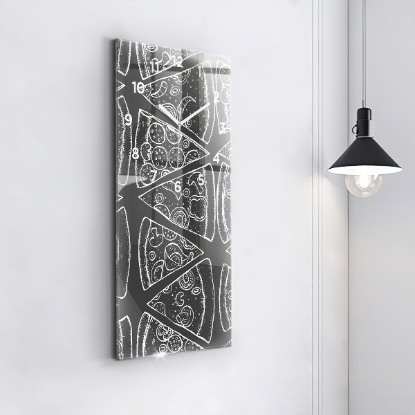 Horloge rectangulaire verticale Pizza peinte