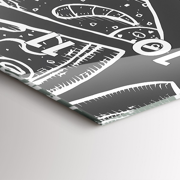 Horloge rectangulaire verticale Pizza peinte