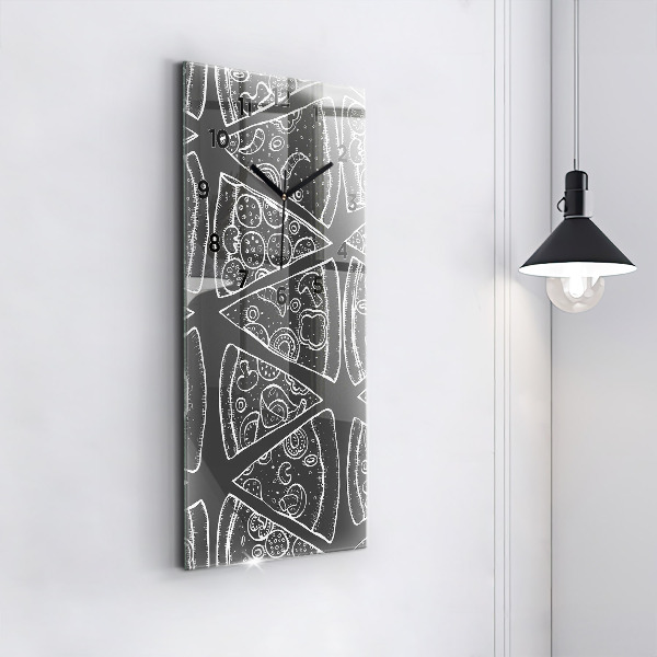 Horloge rectangulaire verticale Pizza peinte