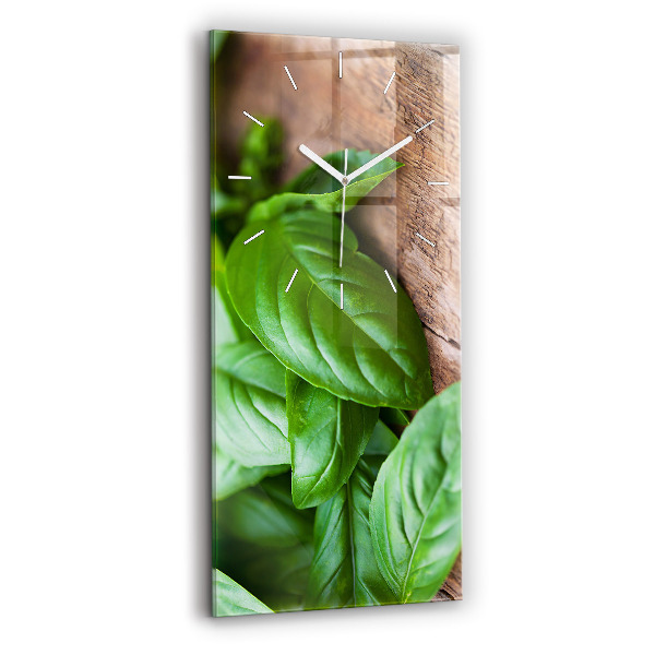Horloge rectangulaire verticale feuilles de basilic