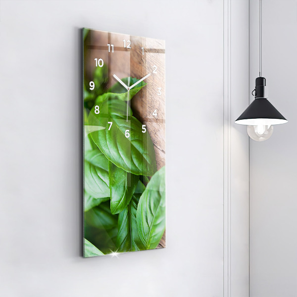 Horloge rectangulaire verticale feuilles de basilic